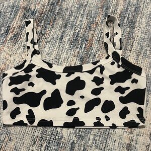 SHEIN Black and White Cow Print Tank Top